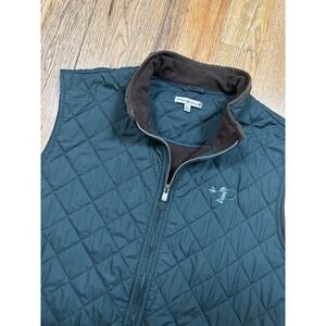 Peter Millar Essex Quilted Vest Men's Size XL Balsam Green Fly Fish‎ Logo